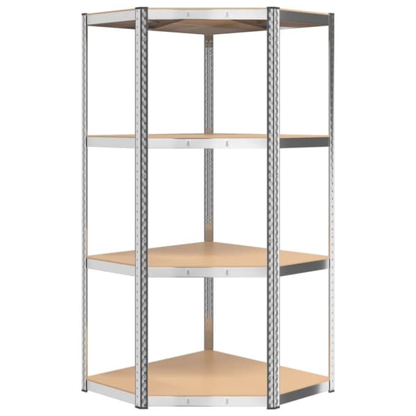 The Living Store reoler 4 stk. 4 hylder stål og konstrueret træ sølvfarvet -  Industrielle reoler
