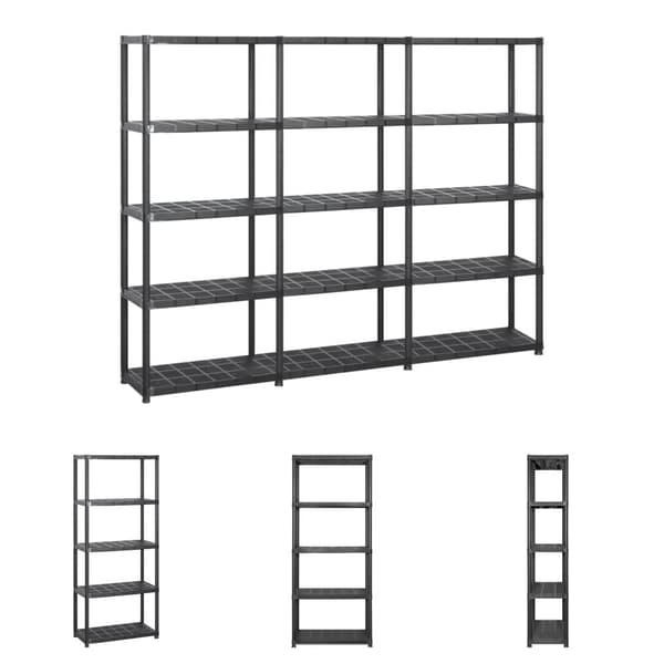 The Living Store opbevaringsreol 5 hylder 213x38x170 cm plastik -  Industrielle reoler