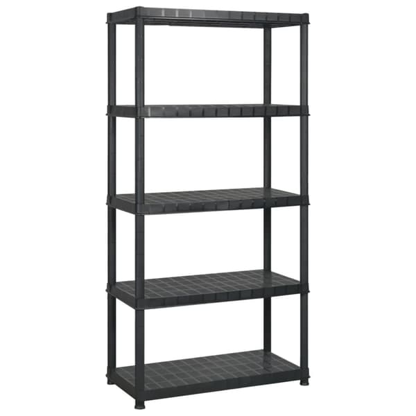 The Living Store opbevaringsreol 5 hylder 340x40x185 cm plastik sort - Industrielle reoler