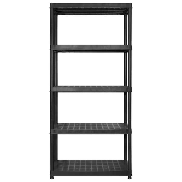 The Living Store opbevaringsreol 5 hylder 340x40x185 cm plastik sort - Industrielle reoler