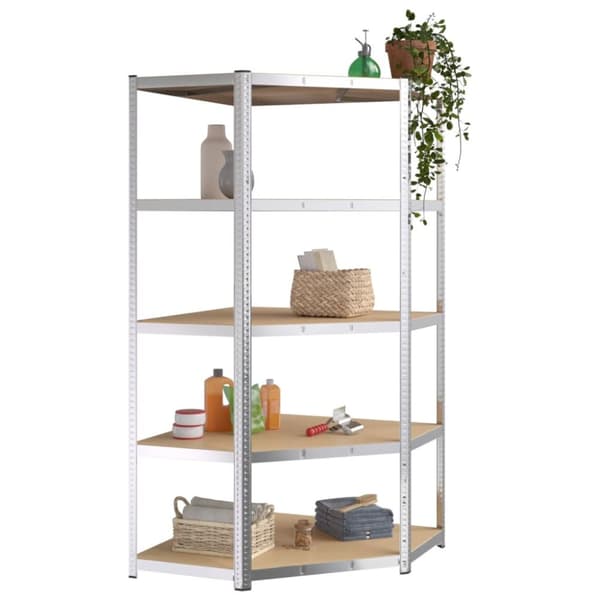 The Living Store reoler 4 stk. 5 hylder stål og konstrueret træ sølvfarvet -  Industrielle reoler