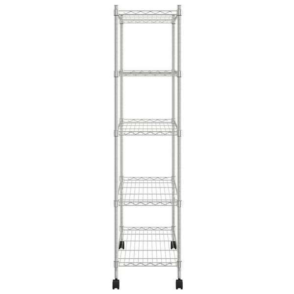The Living Store Förvaringshylla med hjul 5 hyllplan 75x35x155 cm krom 250 kg -  Lagerhyllor