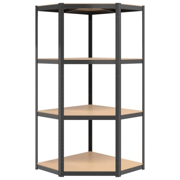 The Living Store 4-tasoiset Varastohyllyt 2 kpl antrasiitti teräs / tekninen puu - Teollisuushyllyt