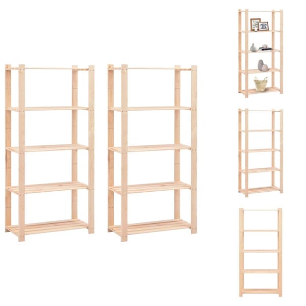 Lagerhyllor - Living Förvaringshylla 5 hyllor 2 st 80x38x170 cm furu 250 kg