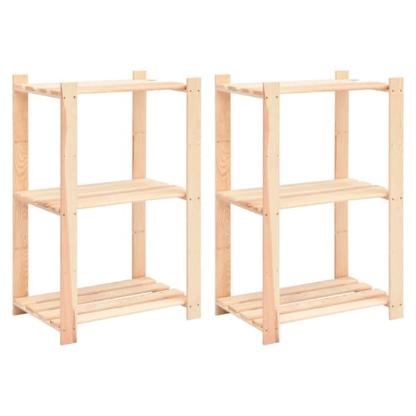 Lagerhyllor - Living Förvaringshylla 3 hyllor 2 st 60x38x90 cm massiv furu 150 kg