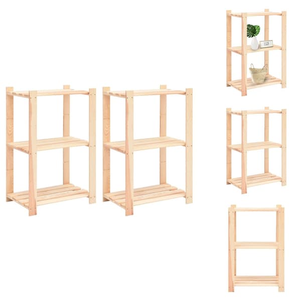 Lagerhyllor - Living Förvaringshylla 3 hyllor 2 st 60x38x90 cm massiv furu 150 kg