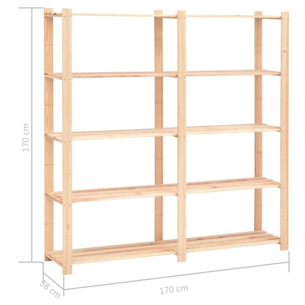 Lagerhyllor - Living Förvaringshylla 5 hyllplan 170x38x170 massiv furu 500 kg
