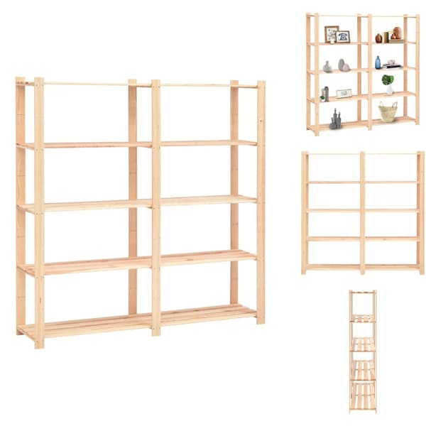 Lagerhyllor - Living Förvaringshylla 5 hyllplan 170x38x170 massiv furu 500 kg