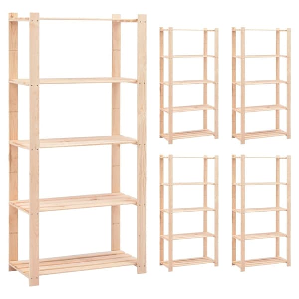 Industrielle reoler - Living reoler 5 stk. 5 hylder 80x38x170 cm massivt fyrretræ 250 kg