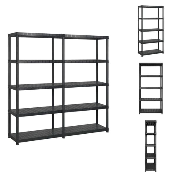 Industrielle reoler - Living opbevaringsreol 5 hylder 170x40x185 cm plastik sort