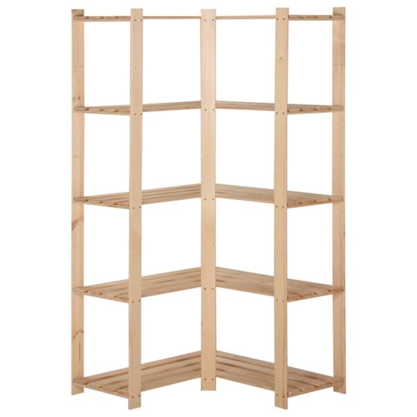 Teollisuushyllyt - Living 5-kerroksinen varaston kulmahylly 82,5x82,5x170 cm täysi mänty