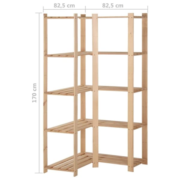 Teollisuushyllyt - Living 5-kerroksinen varaston kulmahylly 82,5x82,5x170 cm täysi mänty