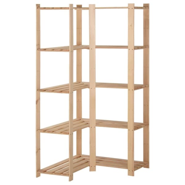 Teollisuushyllyt - Living 5-kerroksinen varaston kulmahylly 82,5x82,5x170 cm täysi mänty
