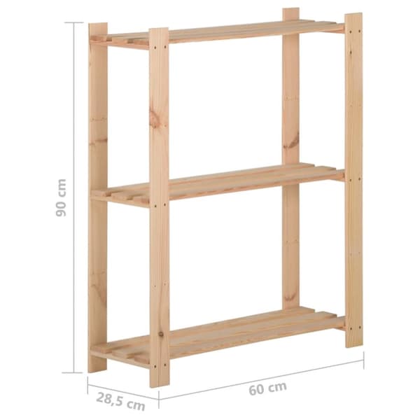 Industrielle reoler - Living opbevaringsreol i 3 niveauer 60x28,5x90 cm massivt fyrretræ