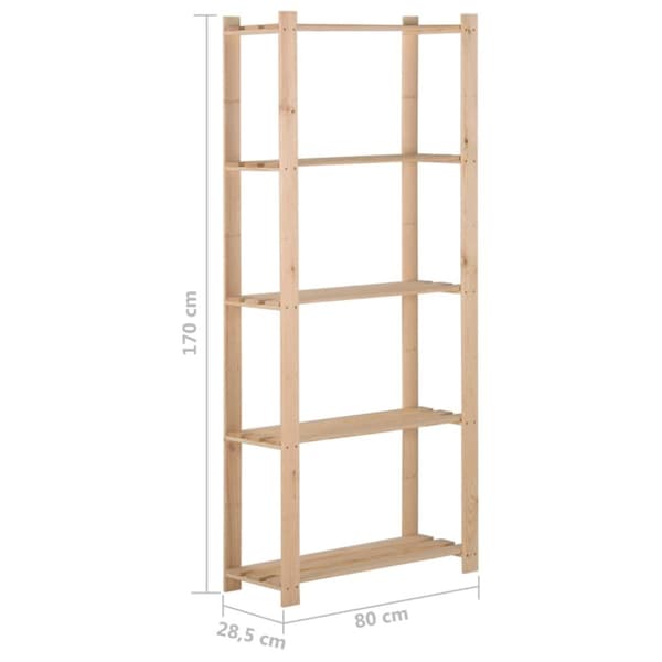 Lagerhyllor - Living Lagerhylla 5 hyllplan 80x28,5x170 cm massiv furu