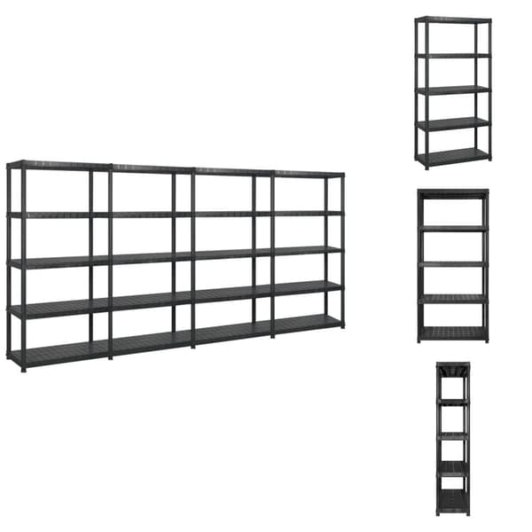 Industrielle reoler - Living opbevaringsreol 5 hylder 340x40x185 cm plastik sort