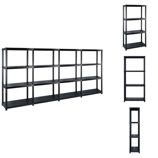 Industrielle reoler - Living opbevaringsreol 4 hylder 244x30,5x130 cm plastik sort