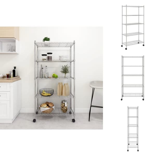 Lagerhyllor - Living Förvaringshylla med hjul 5 hyllplan 75x35x155 cm krom 250 kg