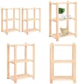 Pikkukuva 1 / 9: 3-kerroksiset varastohyllyt 2 kpl 60x38x90 cm täysi mänty 150kg - Varastohylly - Varastohyllyt - Home & Living