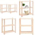 Pikkukuva 1 / 9: 3-kerroksiset varastohyllyt 2 kpl 80x38x90 cm täysi mänty 150kg - Varastohylly - Varastohyllyt - Home & Living