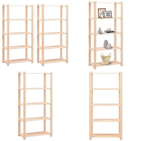 Reoler 2 stk. 5 hylder 80x38x170 cm massivt fyrretræ 250 kg - Opbevaringsreol - Opbevaringsreoler - Home & Living