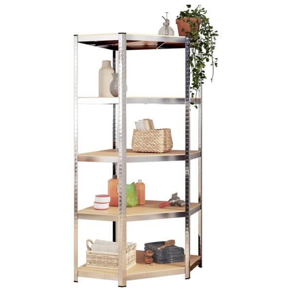 Förvaringshyllor 5 st silver stål & konstruerat trä 5 hyllplan - Hylla - Hyllor - Home & Living