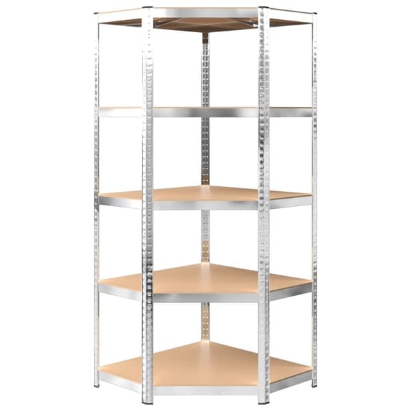 Förvaringshyllor 5 st silver stål & konstruerat trä 5 hyllplan - Hylla - Hyllor - Home & Living
