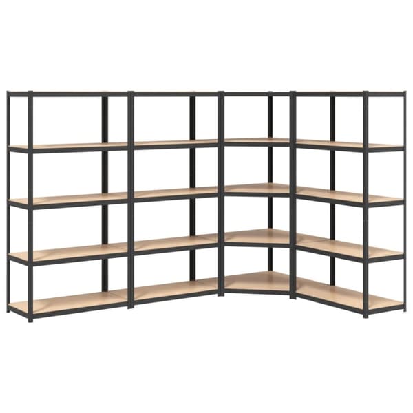 Hylder 4 stk. 5 hylder stål konstrueret træ antracit - Reol - Reoler - Home & Living