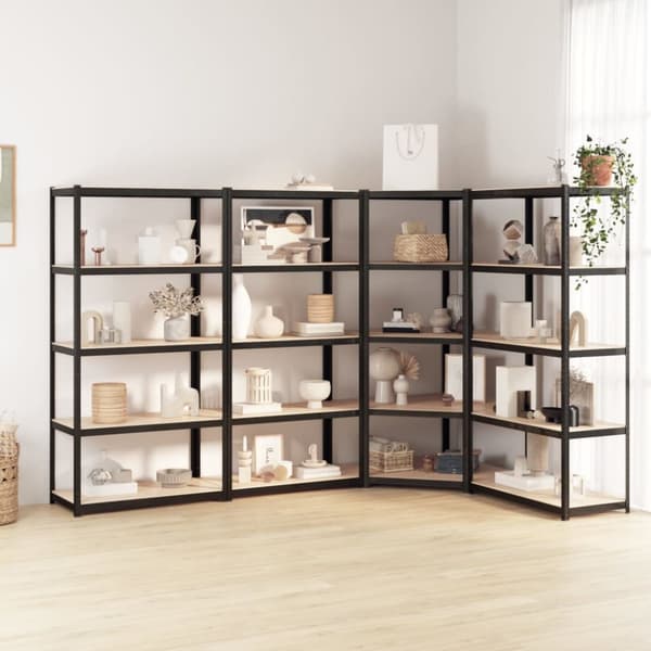Hylder 4 stk. 5 hylder stål konstrueret træ antracit - Reol - Reoler - Home & Living