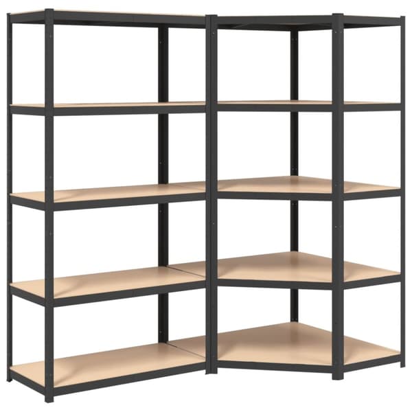 Robust reol 5 hylder 2 stk. Stål og konstrueret træ grå - Reol - Reoler - Home & Living