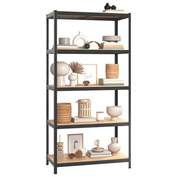 Robust reol 5 hylder 2 stk. Stål og konstrueret træ grå - Reol - Reoler - Home & Living