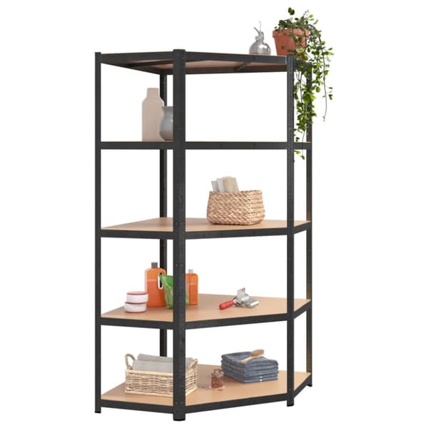 Robust reol 5 hylder 2 stk. Stål og konstrueret træ grå - Reol - Reoler - Home & Living