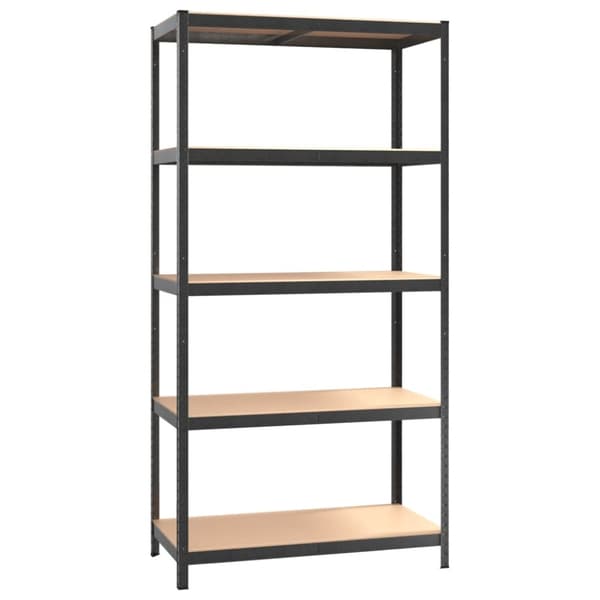 Robust reol 5 hylder 2 stk. Stål og konstrueret træ grå - Reol - Reoler - Home & Living