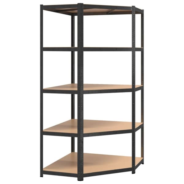 Robust reol 5 hylder 2 stk. Stål og konstrueret træ grå - Reol - Reoler - Home & Living