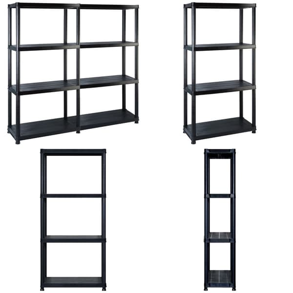 Förvaringshylla 4 hyllor svart 122x30,5x130 cm plast - Förvaringshylla - Förvaringshylla - Home & Living