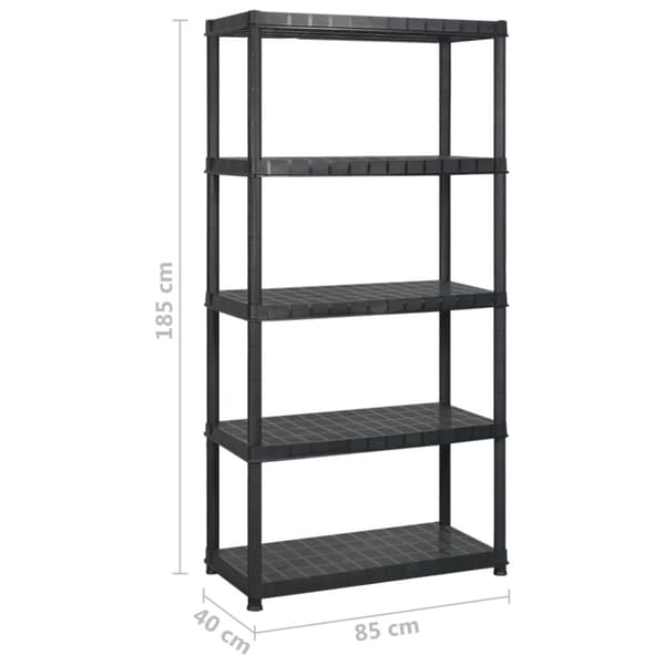 Opbevaringsreol 5 hylder 170x40x185 cm plastik sort - Opbevaringsreol - Opbevaringsreoler - Home & Living