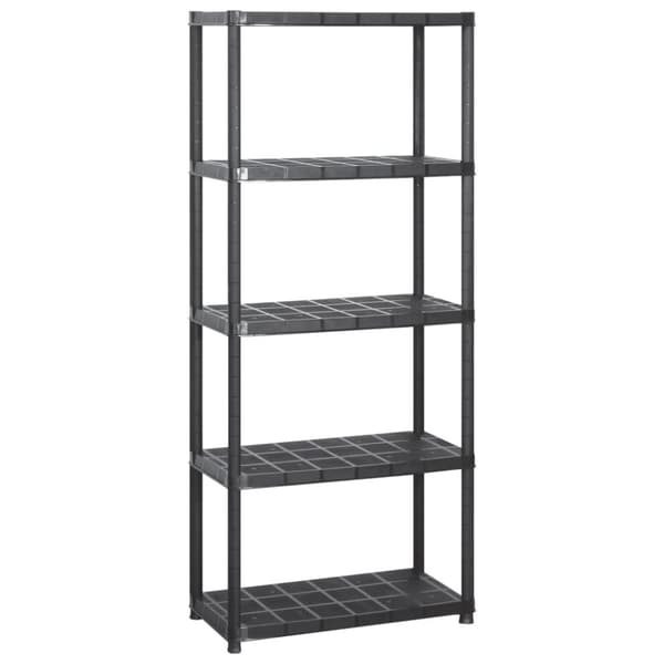 Opbevaringsreol 5 hylder 284x38x170 cm plastik sort - Opbevaringsreol - Opbevaringsreoler - Home & Living