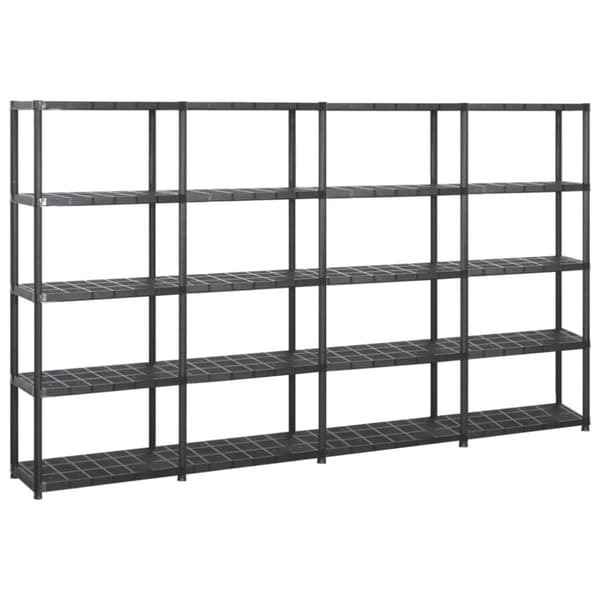 Opbevaringsreol 5 hylder 284x38x170 cm plastik sort - Opbevaringsreol - Opbevaringsreoler - Home & Living