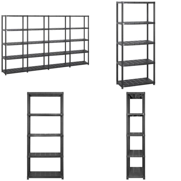 Opbevaringsreol 5 hylder 284x38x170 cm plastik sort - Opbevaringsreol - Opbevaringsreoler - Home & Living