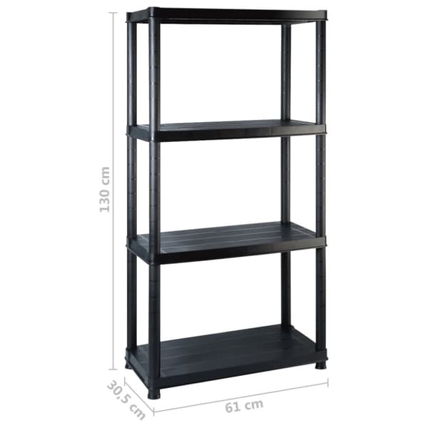 Opbevaringsreol 4 hylder 183x30,5x130 cm plastik sort - Opbevaringsreol - Opbevaringsreoler - Home & Living
