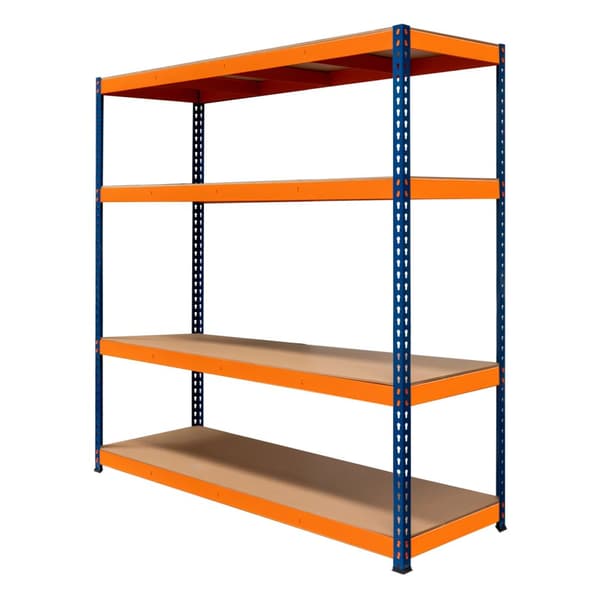 Garagehylde S-Rax Hyldesystem Hylde 180 x 180 x 60 cm Stålhylde 300 kg Kapacitet pr. Hylde Justerbar Layout Boltløs Montering 3 støttestænger Varehus