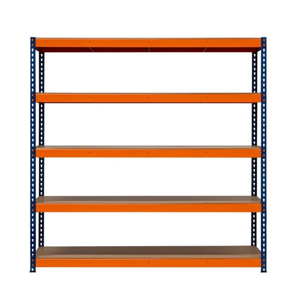 Garagehylde S-Rax Hyldesystem Hylde 180 x 180 x 60 cm Stålhylde 300 kg Kapacitet pr. Hylde Justerbar Layout Boltløs Montering 3 støttestænger Varehus