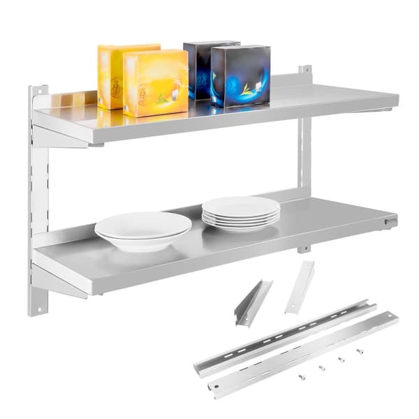 Dobbelthængende stålvæghylde, justerbar 80 cm