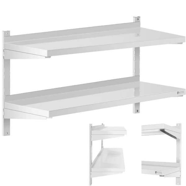 Dobbelt, justerbar, hængende catering-væghylde, STÅL, 100 x 40 cm