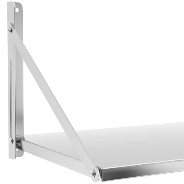 Vikbar cateringvägghylla i rostfritt stål upp till 40 kg, 100 x 45 cm