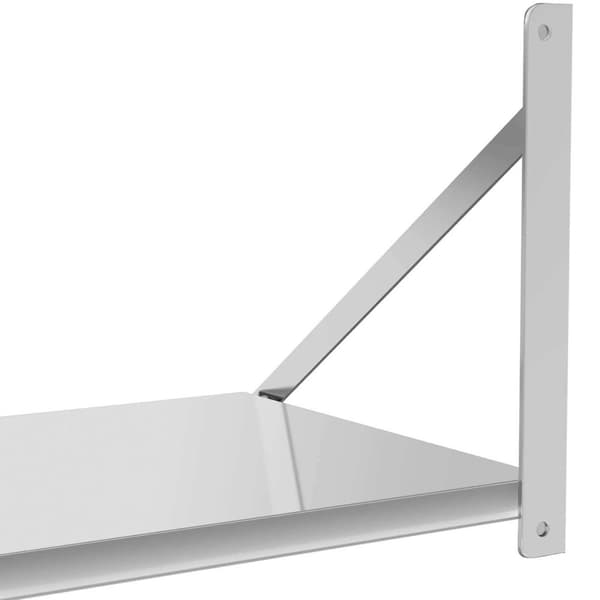 Vikbar cateringvägghylla i rostfritt stål upp till 40 kg, 100 x 45 cm