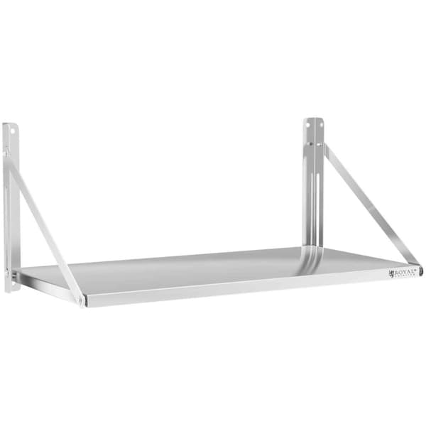 Vikbar cateringvägghylla i rostfritt stål upp till 40 kg, 100 x 45 cm