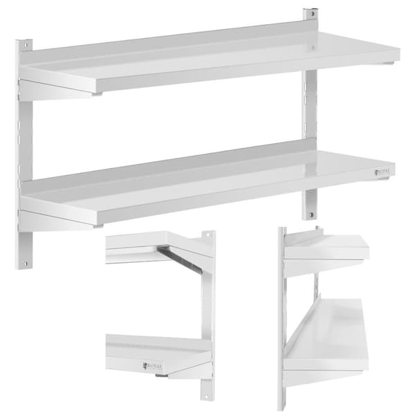 Dobbelt, justerbar, hængende catering-væghylde, STÅL, 100 x 30 cm