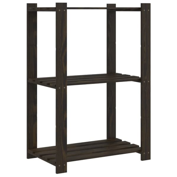 Förvaringshylla 3 hyllplan svart 60x38x90 massiv furu