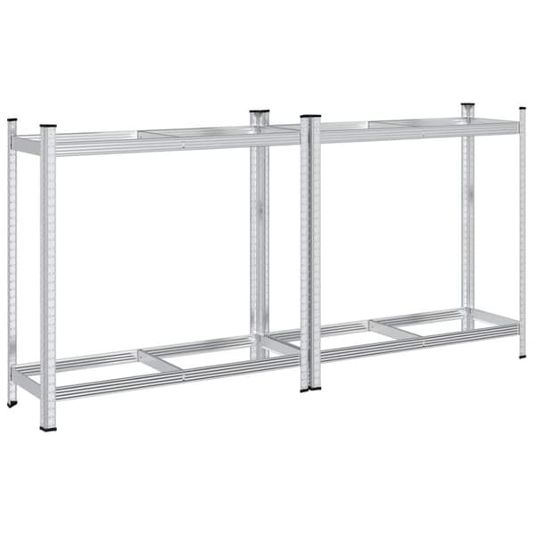 vidaXL Dekkhyller 2 lag 2 stk sølv 110x40x109 cm stål
